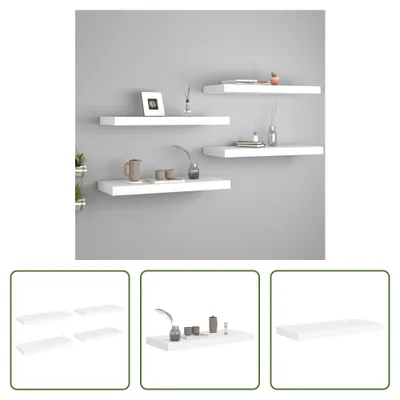 Produktbild von The Living Store Schweberegale 4 Stk. Weiß 60x23,5x3,8 cm MDF