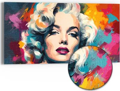Produktbild von DEQORI Hybrid Leinwand Bild 60x30 cm 'Diva im Farbenrausch' Wandbild Glas flach modern