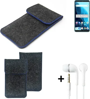 Produktbild von K-S-Trade Handy Schutz Hülle kompatibel mit Cubot Note 9 Schutzhülle Handyhülle Filztasche Pouch Tasche Case Sleeve Filzhülle dunkelgrau, blauer