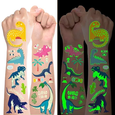 Obrázek produktu pro 100 kusů světelných tetování s dinosaury, dočasné tetování pro děti, chlapce, vhodné na narozeniny a oslavy