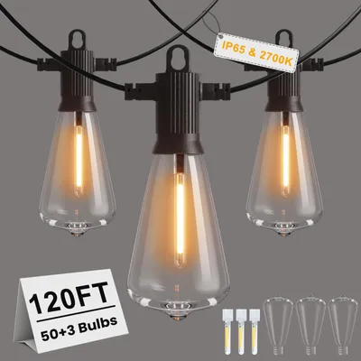 Productafbeelding van LED-lichtslinger voor buiten, 36 meter, 50 + 3 lampjes, warm wit 2700K, IP65 waterdicht