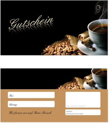 Produktbild von 50 Stück Geschenkgutscheine (Kaffee-601) - Gutscheinkarten Gutscheine für Bereiche Gastronomie, Restaurant, Café, Reise, Touristik, Entspannung, Wellness