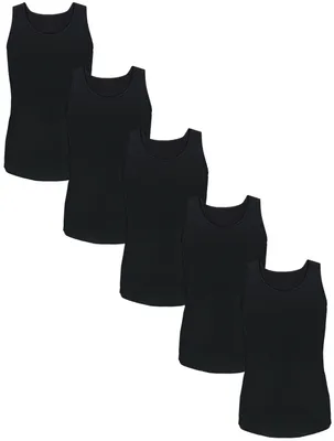 Produktbild von TupTam Mädchen Baumwolle Unterhemd 5er Pack Tank Top Ärmellos Kinder, Farbe: Schwarz, Größe: 146-152