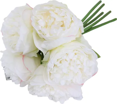 Produktbild von 1pc 5 Kopf Pfingstrose gefälschte Blume Faux Seidenblumblumen Arrangement Künstliche Pflanzenschischdekoration Dekoration-Weiß