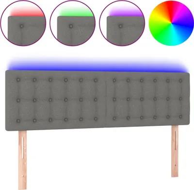 Produktbild von vidaXL LED Kopfteil Dunkelgrau 144x5x78/88 cm Stoff
