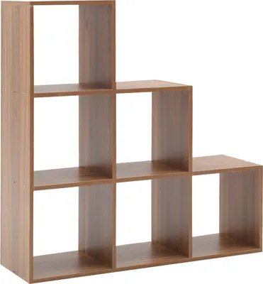 Produktbild von Rebecca Mobili Bücherregal mit 6 Fächern aus MDF, Farbe eichenbraun