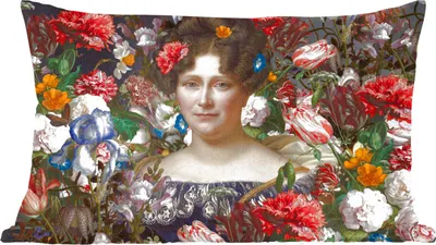 Produktbild von MuchoWow® Zierkissen Sofakissen Wohnzimmer Dekokissen 50x30 cm Johanna Henriette Engelen - Dubois Drahonet - Blumen - Wohnzimmerdekoration - Polster mit Photo