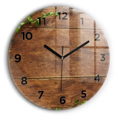 Produktbild von Wallfluent Große Wanduhr – Stilles Quarzuhrwerk - Uhr Dekoration Wohnzimmer Schlafzimmer Küche - Zifferblatt - schwarze Zeiger - 60 cm - Rustikales Holz