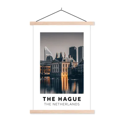 Produktbild von MuchoWow® Textilposter Niederlande - Den Haag - Architektur - Wasser 60x90 cm mit holzfarbenen Rahmen - Textil