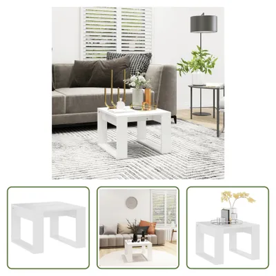 Obrázek produktu pro The Living Store boční stolek bílý 50x50x35 cm materiál na bázi dřeva