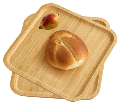 2 Bambus-Serviertabletts, quadratisch, 20 cm, für Frühstück & Snacks