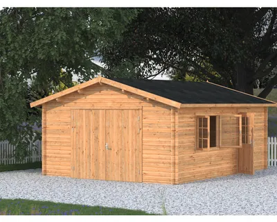 Produktbild von Einzelgarage Palmako Roger 23,9 m² mit Holztor 450 x 550 cm tauchgrundiert braun