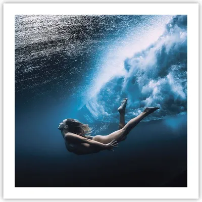 Produktbild von Poster - Poster ohne Rahmen - Tauchen Frau Wellen - 60x60 cm - Wand Bild - Wanddeko - Wandbilder - Kunstposter - Wandposter - Bilder - Kunstdruck - Wanddekoration - Wandbild - P2XAC60x60-4599