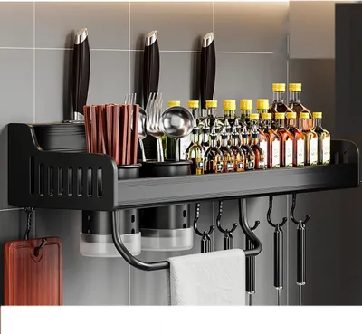 Produktbild von Gewürzregal Ohne Bohren Gewürzregal Wand Hängend Spice Rack 40cm Black