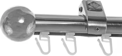 Produktbild von Innenlauf Edelstahl Look Gardinenstange 20mm Deckenträger 1-läufig Kugel, Länge wählbar D50 E33 I