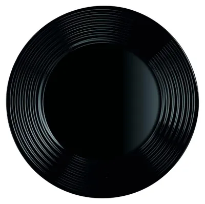 Image de 6 assiettes plates Harena noires - Luminarc - verre trempé extra résistant