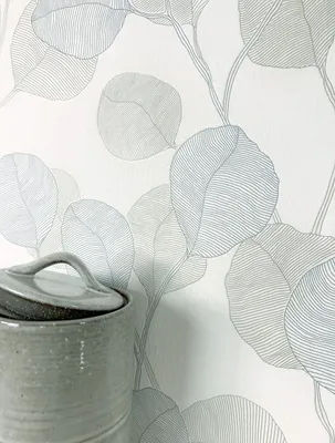 Produktbild von NEWROOM Tapete Weiß Vliestapete Blätter - Mustertapete Floral Blau Grau Pflanzen  Natur Romantisch Idyllisch