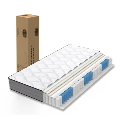 Produktbild von Luxus Tonnentaschenfederkernmatratze 140x200cm H3 Höhe 20cm, 7-Zonen Matratze mit 1000 Federn und Lyocell-Bezug