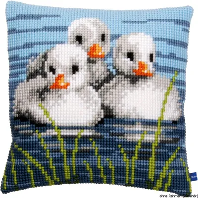 Produktbild von Kreuzstichkissenpackung Enten im Wasser
