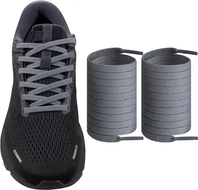 Obrázek produktu pro Ploché šněrovací tkaničky, 114 cm, šedé barvy, náhradní pro běžecké boty