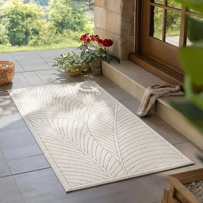 Produktbild von Carpetsale24 Outdoor Teppich, Modern Boho Design, 3D Effekt, Robust und UV-Beständig, ideal für Terrasse Wohnzimmer & Küche, Grösse: 80x250 cm
