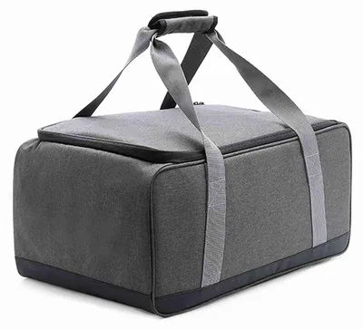 Zdjęcie produktu dla Torba na naczynia kempingowe z dwiema ruchomymi przegrodami, kieszenią na przybory kuchenne oraz schowkiem na kuchenkę turystyczną, 49×30×22,5 cm