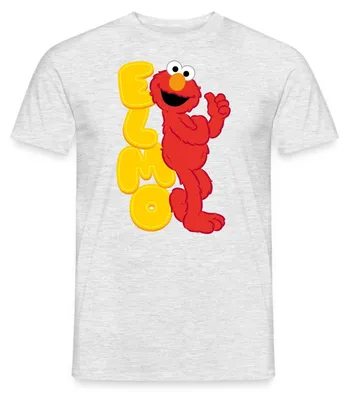 Produktbild von Spreadshirt Sesamstraße Elmo Mit Schriftzug Männer T-Shirt, M, Grau meliert