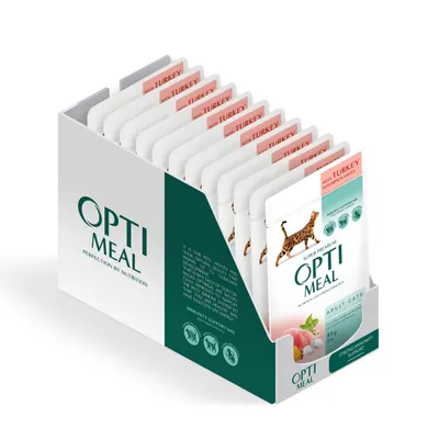 Produktbild von Optimeal Komplettes Nassfutter für ausgewachsene Katzen mit Truthahn und Kürbissauce–12x85g