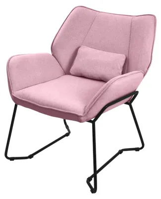 Polster-Relaxsessel mit Lendenkissen, Stahlbeinen, Rosa