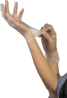 Image de Boîte de 100 gants jetables vinyles transparents poudrés T9/10 - 6661210