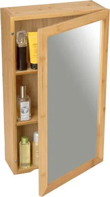 Obrázek produktu pro Koupelnová skříňka se zrcadlem, 35 x 60 cm, bambus, VENKO