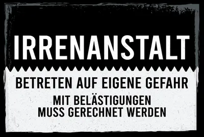 Produktbild von vianmo Blechschild 20x30 cm Irrenanstalt Betreten auf eigene Gefahr