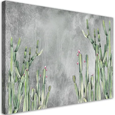 Produktbild von Leinwandbild Großer Wüstenkaktus 60x40 Feeby Silber bild für die wand bereit zum aufhängen