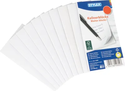 Produktbild von 20 Gastronomieblöcke / Kellnerblöcke / Notizblock mit je 50 Blatt blanko 7x15cm