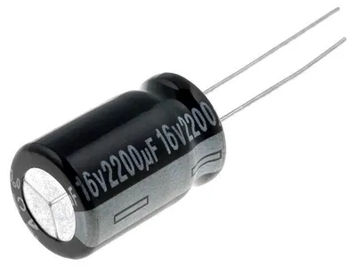 Produktbild von Elektrolytkondensator, 2200µF, 16V, 105°C, ±1%, radial, THT