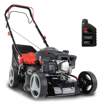 Produktbild von Scheppach Benzin Rasenmäher MS150-42 - 3,5PS | Schnittbreite 42cm | Radantrieb | Reinigungs-/Mulchfunktion | 45L |  7 Stufen (25-75mm) | inkl. Motoröl