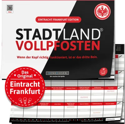 Produktbild von DENKRIESEN - STADT LAND VOLLPFOSTEN® - Eintracht Frankfurt EDITION - "Wenn der Kopf richtig funktioniert, ist er das dritte Bein." - A4