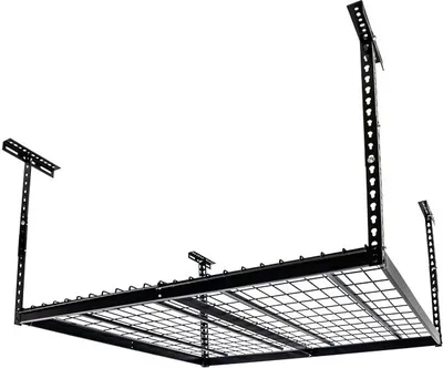 Produktbild von Domax Home Metall Garagen Deckenregal mit Gitterboden - PGF 1 - Schwarz, 122x122 cm