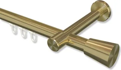 Produktbild von Interdeco Innenlaufstange, Gardinenstange mit Innenlauf Messing-Optik Modell Prestige Sitra, 20 mm Ø 1-läufig, 200 cm