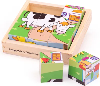 Obrázek produktu pro Bigjigs Toys Obrázkové kostky kubusy Zvířátka 9 kostek
