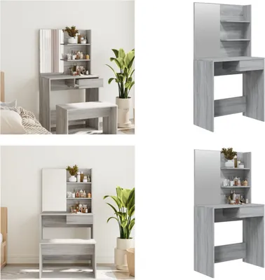 Obrázek produktu pro vidaXL Toaletní stolek se zrcadlem Grey Sonoma 74,5x40x141 cm - Toaletní stolek - Kosmetický stolek - Toaletní stolek