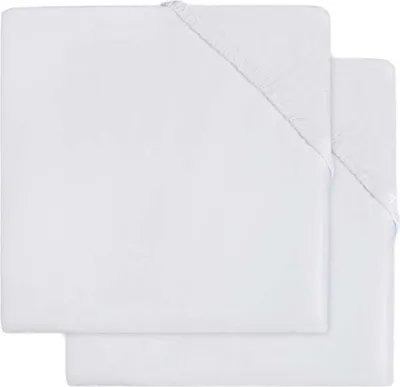 Produktbild von Jollein Spannbettlaken - 2 Stück - 60 x 120 cm - Jersey - White | Spannbettlaken & Molton