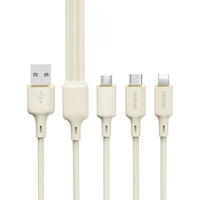 Produktbild von Dudao L7Se 3-In-1 Usb-A - 2X Usb-C / Lightning 66W Kabel 1,2M - Beige