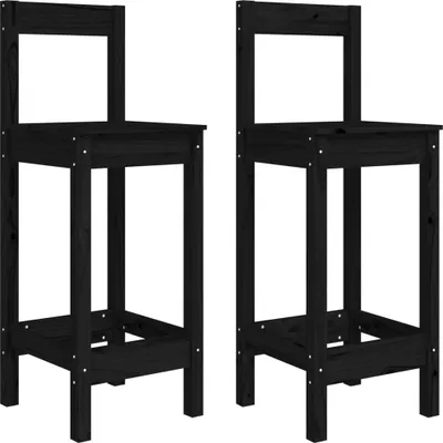 Image de vidaXL Chaises de bar 2 pcs. noir 40x41,5x112 cm pin massif