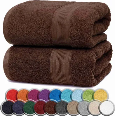 Produktbild von Frottier Badetücher 2er Pack 100x150cm, 100% Baumwolle, Schoko braun