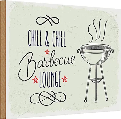 Produktbild von Holzschild Spruch Chill & Chill Barbecue Lounge 30x20cm