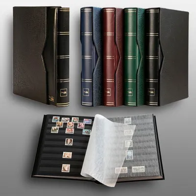 Produktbild von Prophila Collection 60 Schwarze Seiten Briefmarkenalbum wattiert mit Kassette schwarz