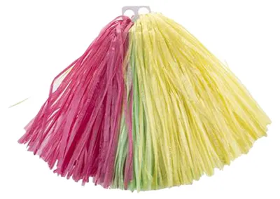 Produktbild von Cheerleader Pompon mit Ringgriff - 1 Stück | Grün Gelb Rosa