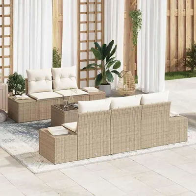 Image de Maison Exclusive - Ensemble de canapé beige [synthétique] : rotin synthétique