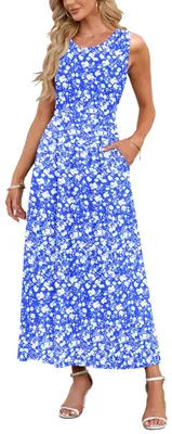 Imagen del producto de Vestido de verano para mujer, estilo maxi, con mangas cortas y bolsillos